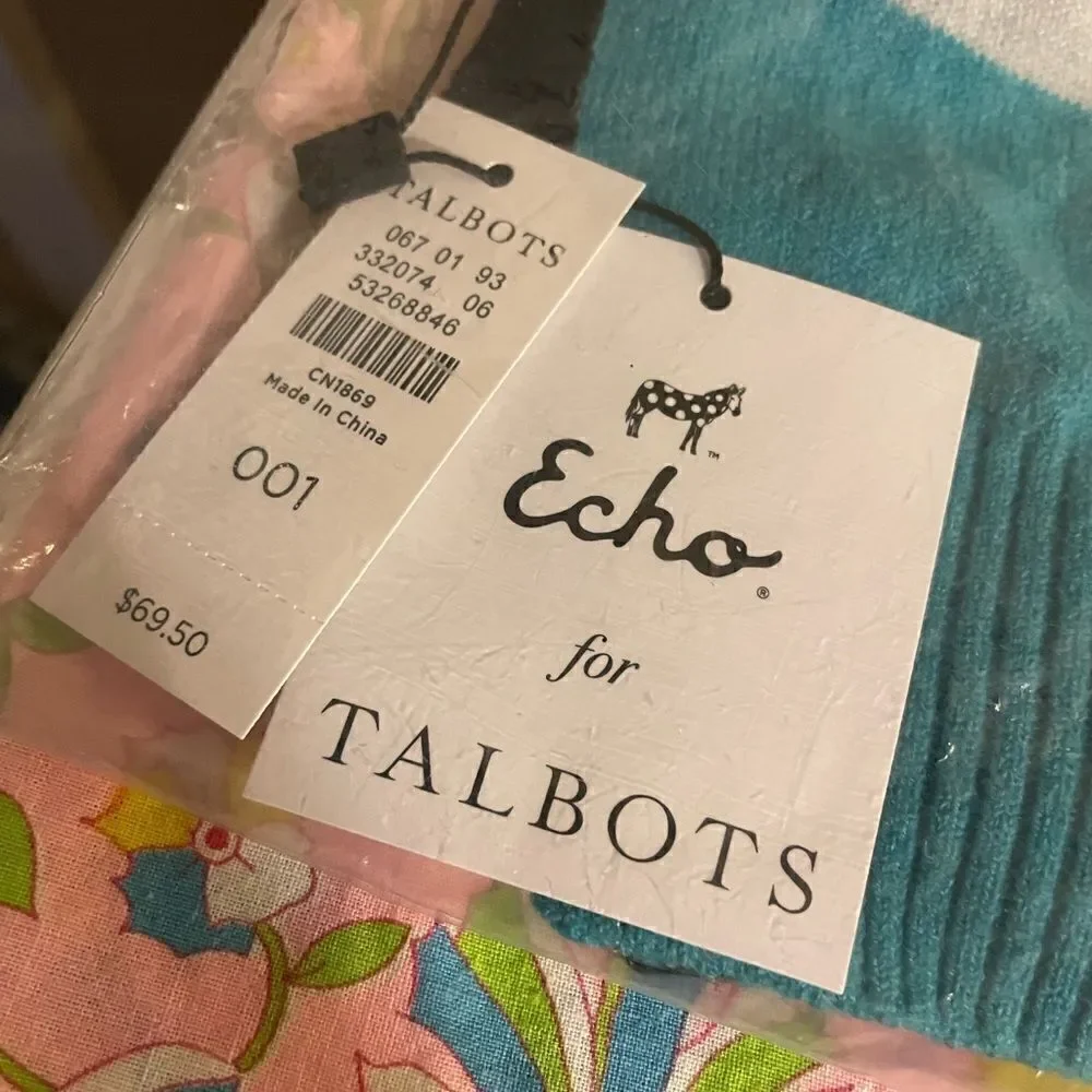 Talbots Echo Indigo Blu Scarf NWT